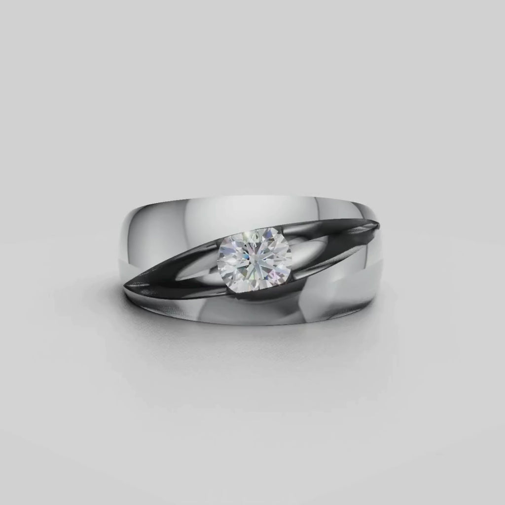 1.00 Carat T.W. Round-cut Lab Grown Diamond (F/VS+) 14K Gold Men's Ring