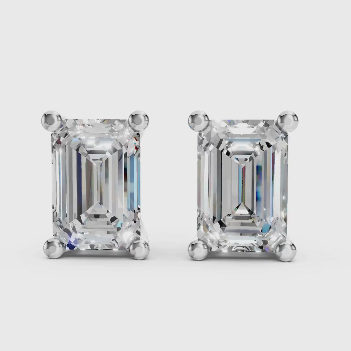 1.00 - 3.00 Carat T.W. Emerald-cut Lab Grown Diamond (F/VS+) Stud Earrings with Double Notch Post & Pushback