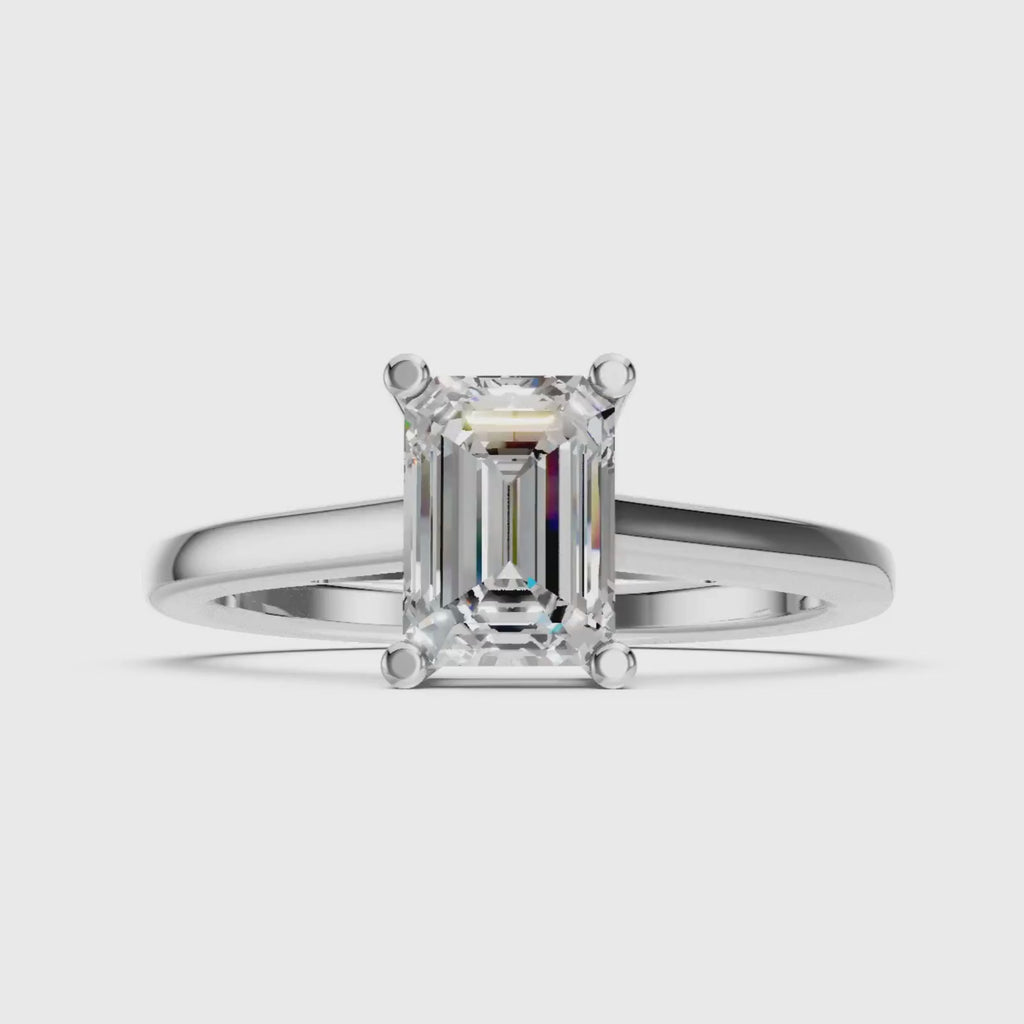 1.00-6.00 Carat T.W. Emerald-cut IGI Certified Lab Grown Diamond (F/VS+) 14K Gold Solitaire Ring