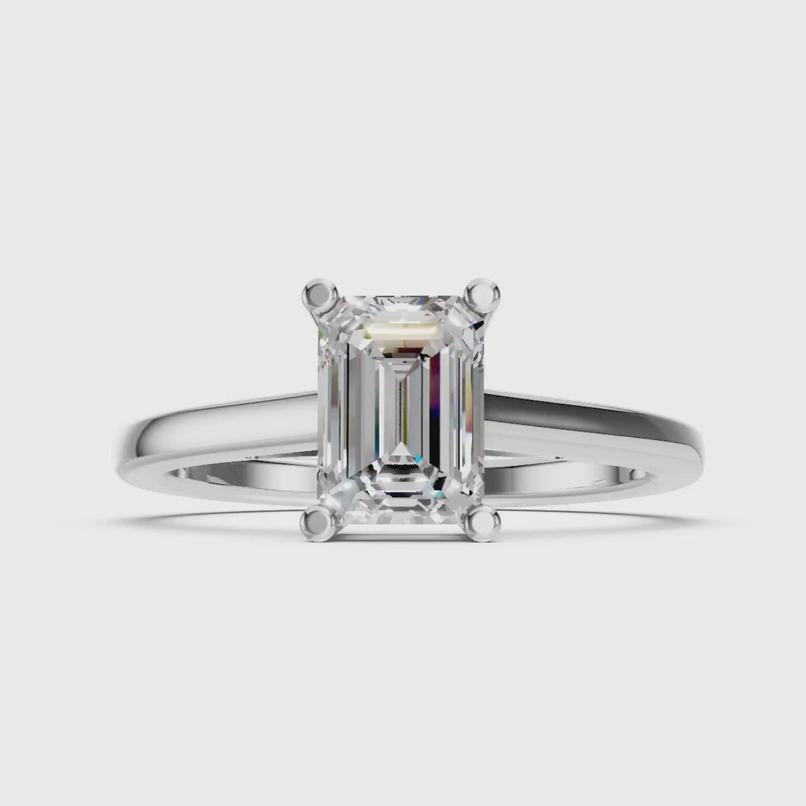 1.00-6.00 Carat T.W. Emerald-cut IGI Certified Lab Grown Diamond (F/VS+) 14K Gold Solitaire Ring