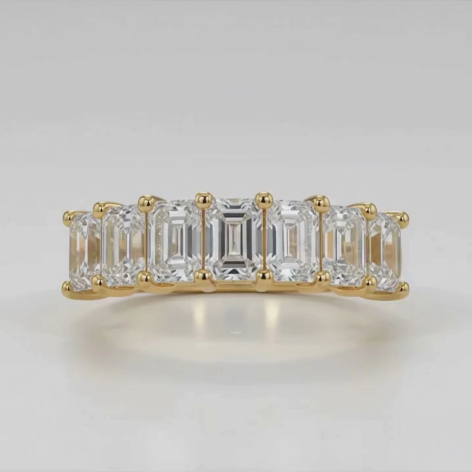 2.00 - 5.00 Carat T.W. Emerald-cut Lab Grown Diamond (F/VS+) 14K Gold 7 Stone Band Ring