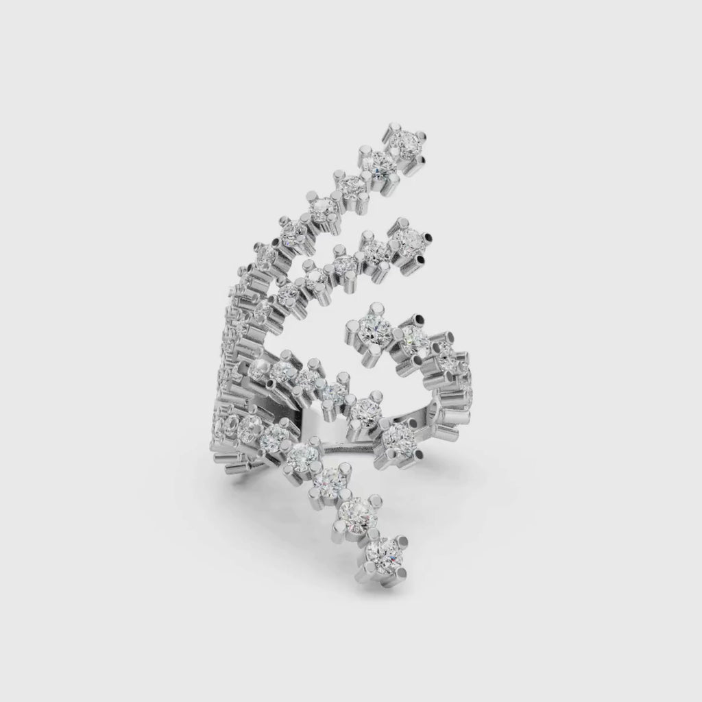 Diamonair Lab Grown Diamond (F/VS+) 3.00 carat Round cut Sterling Silver Statement Ring - Sterling Silver | Gold over Silver