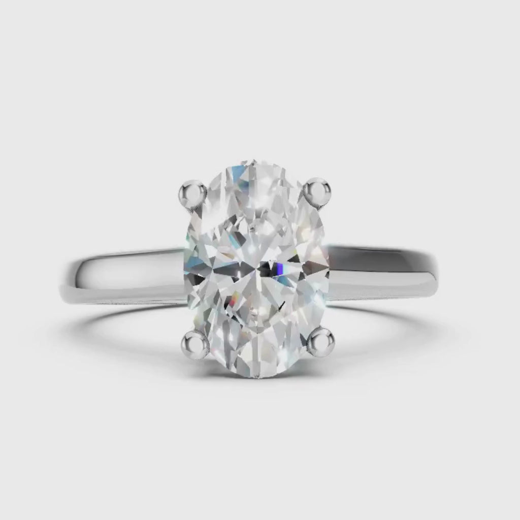 1.00-6.00 Carat T.W. Oval-cut IGI Certified IGI Certified Lab Grown Diamond (F/VS+) 14K Gold Solitaire Ring