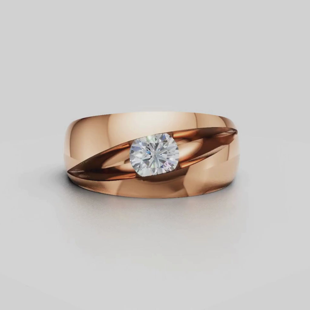 1.00 Carat T.W. Round-cut Lab Grown Diamond (F/VS+) 14K Gold Men's Ring