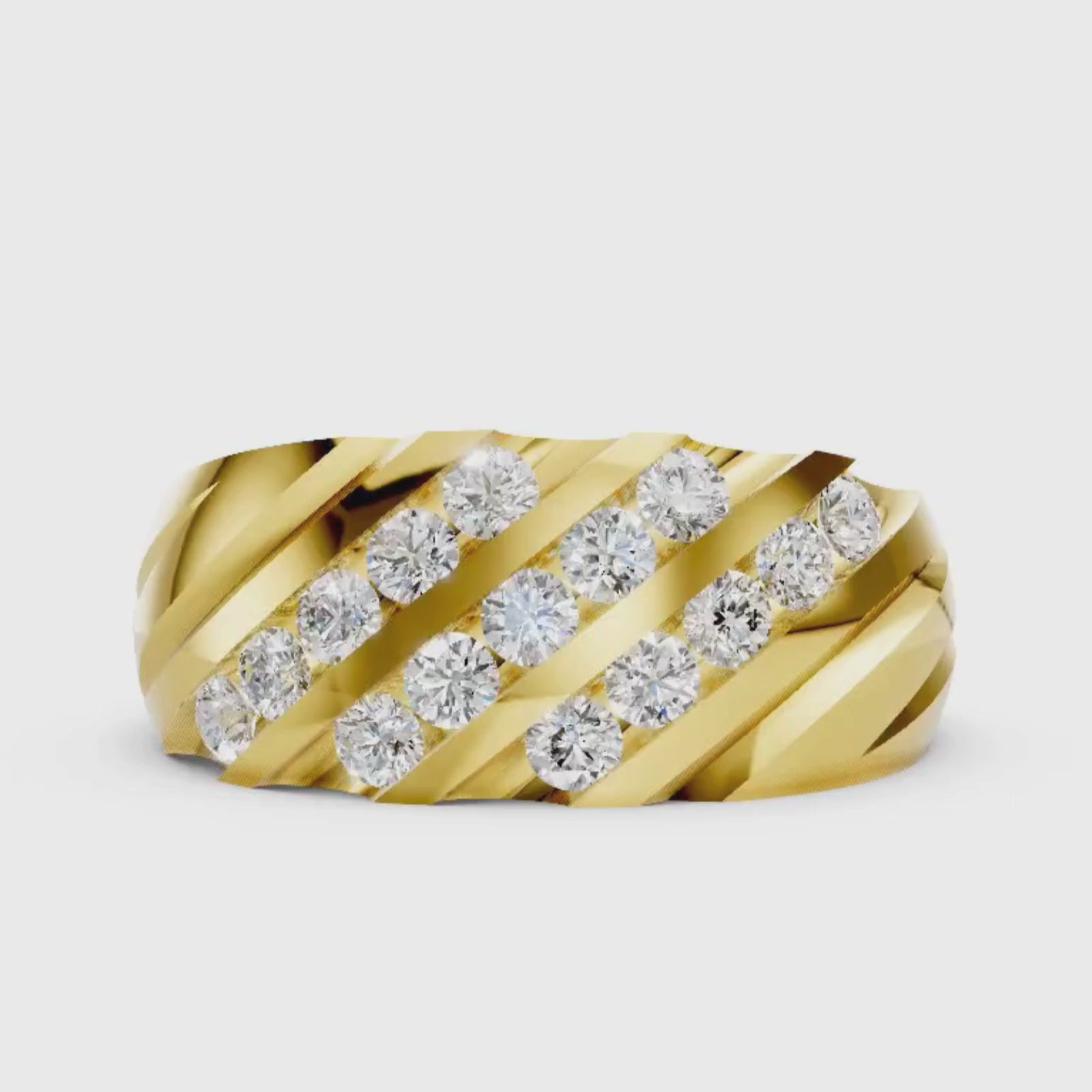 Diamonair Lab Grown Diamond (F/VS+) 2.00 carat Round cut Sterling Silver Men's Ring - Sterling Silver | Gold over Silver