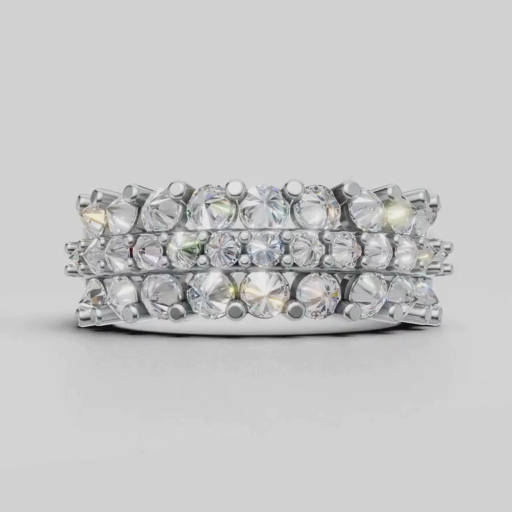 Diamonair Lab Grown Diamond (F/VS+) 2.00 carat Round cut Sterling Silver Band Ring