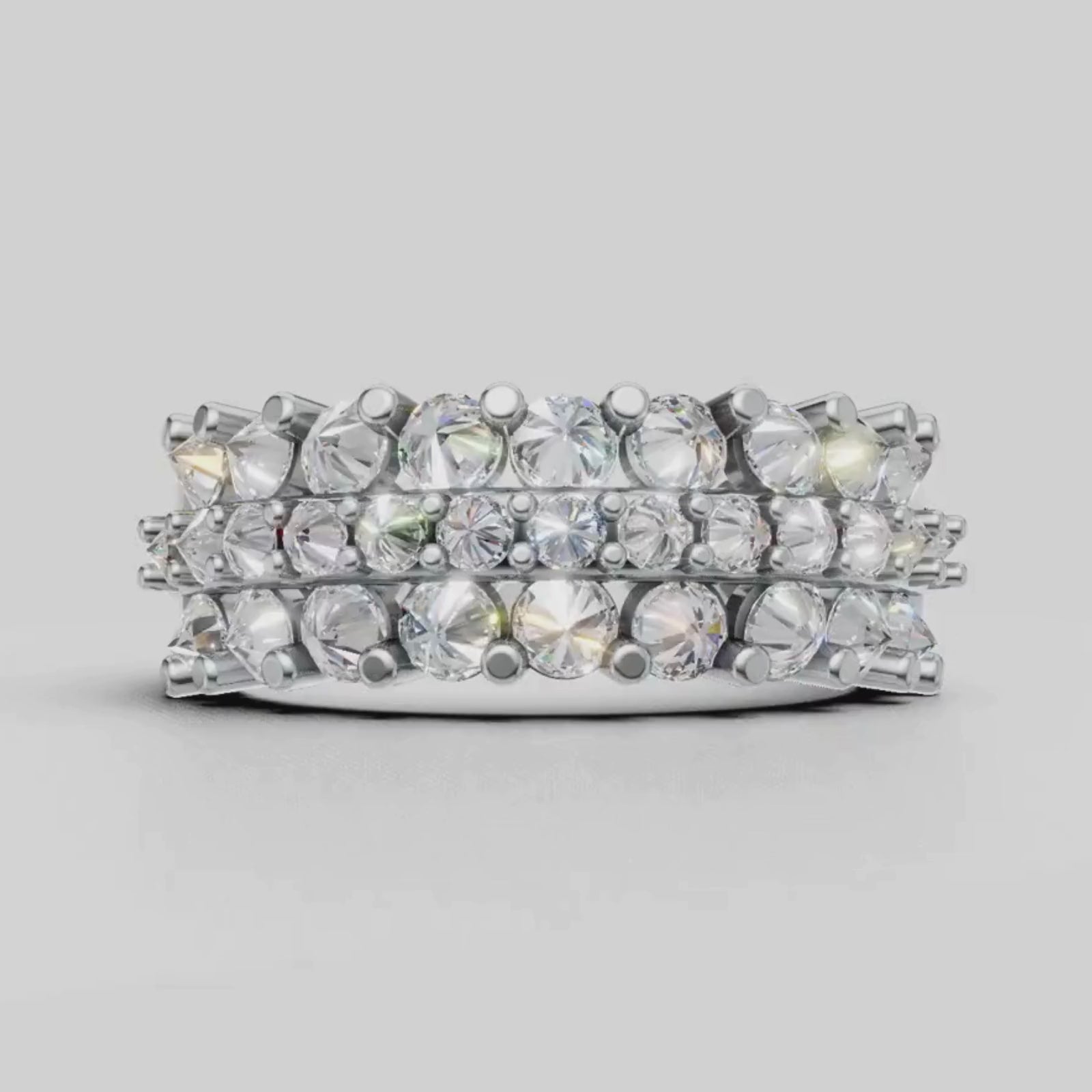 Diamonair Lab Grown Diamond (F/VS+) 2.00 carat Round cut Sterling Silver Band Ring