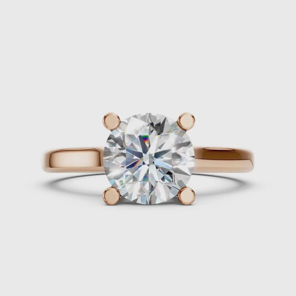 1.00-6.00 Carat T.W. Round-cut IGI Certified Lab Grown Diamond (F/VS+) 14K Gold Solitaire Ring