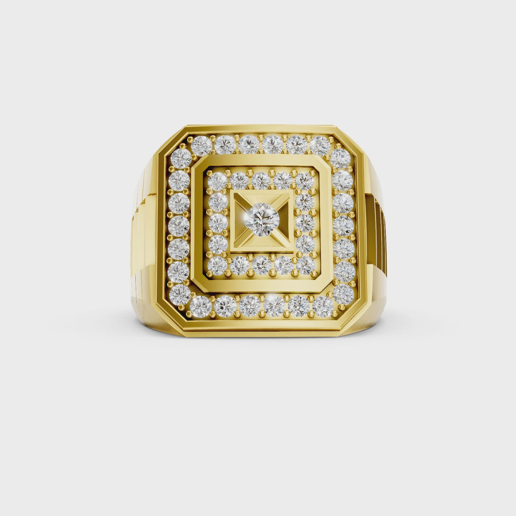 Diamonair Lab Grown Diamond (F/VS+) 1.00 carat Round cut Sterling Silver Men's Ring - Sterling Silver | Gold over Silver