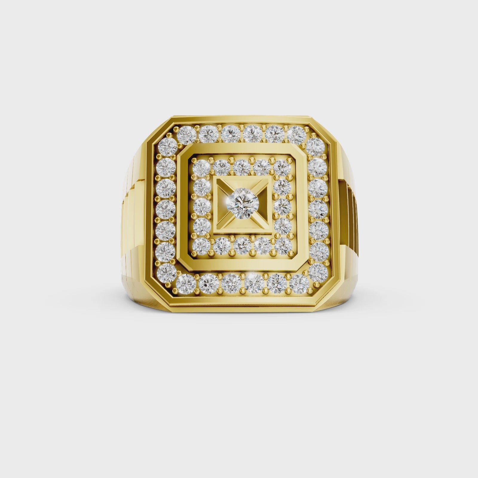Diamonair Lab Grown Diamond (F/VS+) 1.00 carat Round cut Sterling Silver Men's Ring - Sterling Silver | Gold over Silver
