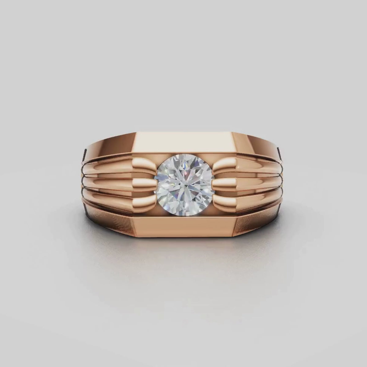 1.00 Carat T.W. Round-cut Lab Grown Diamond (F/VS+) 14K Gold Men's Ring