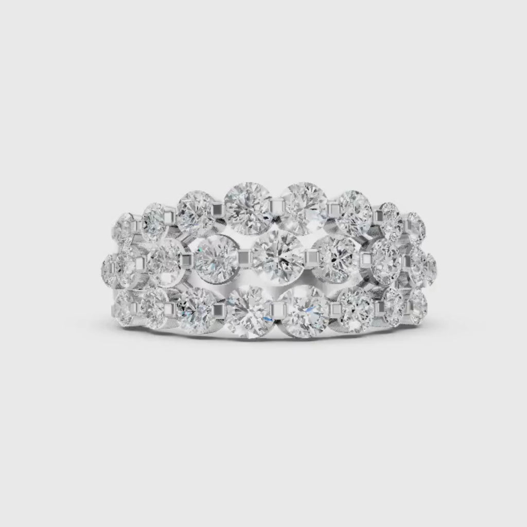 Diamonair Lab Grown Diamond (F/VS+) 2.00 carat Round cut Sterling Silver Ring - Sterling Silver | Gold over Silver