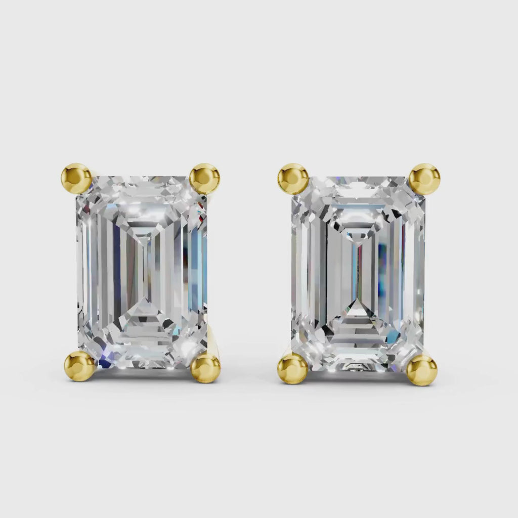 1.00 - 3.00 Carat T.W. Emerald-cut Lab Grown Diamond (F/VS+) Stud Earrings with Double Notch Post & Pushback
