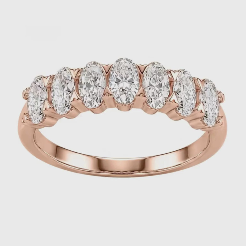 2.00 -3.00 Carat T.W. Oval-cut Lab Grown Diamond (F/VS+) 14K Gold 7 Stone Band Ring