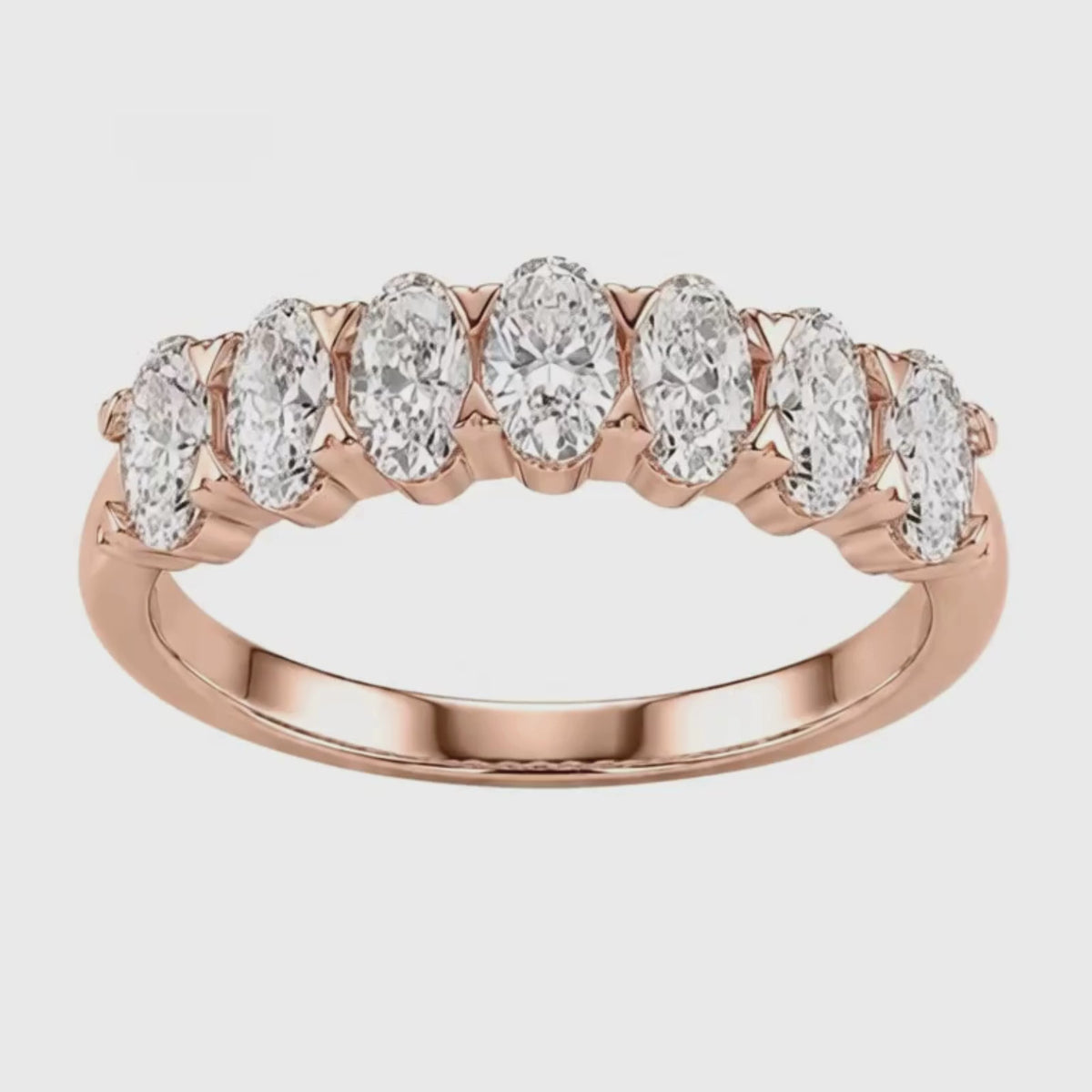 2.00 -3.00 Carat T.W. Oval-cut Lab Grown Diamond (F/VS+) 14K Gold 7 Stone Band Ring