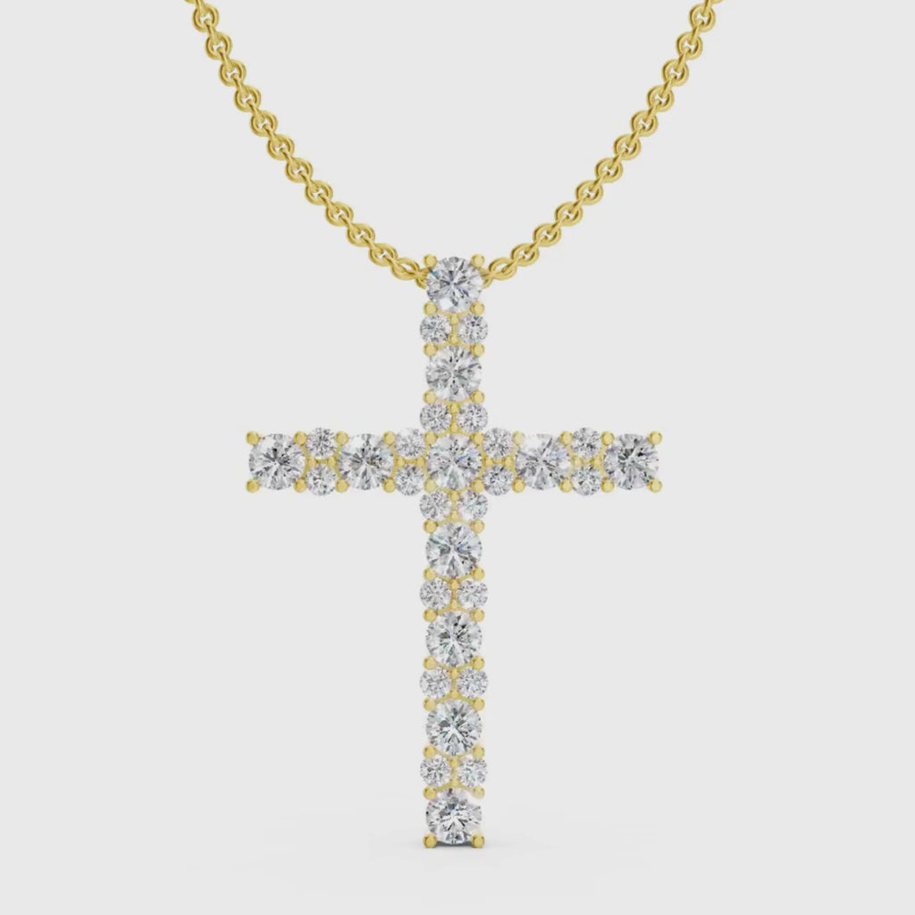 Diamonair Lab Grown Diamond (F/VS+) 2.00 carat Round cut Sterling Silver Cross Pendant - Sterling Silver | Gold over Silver