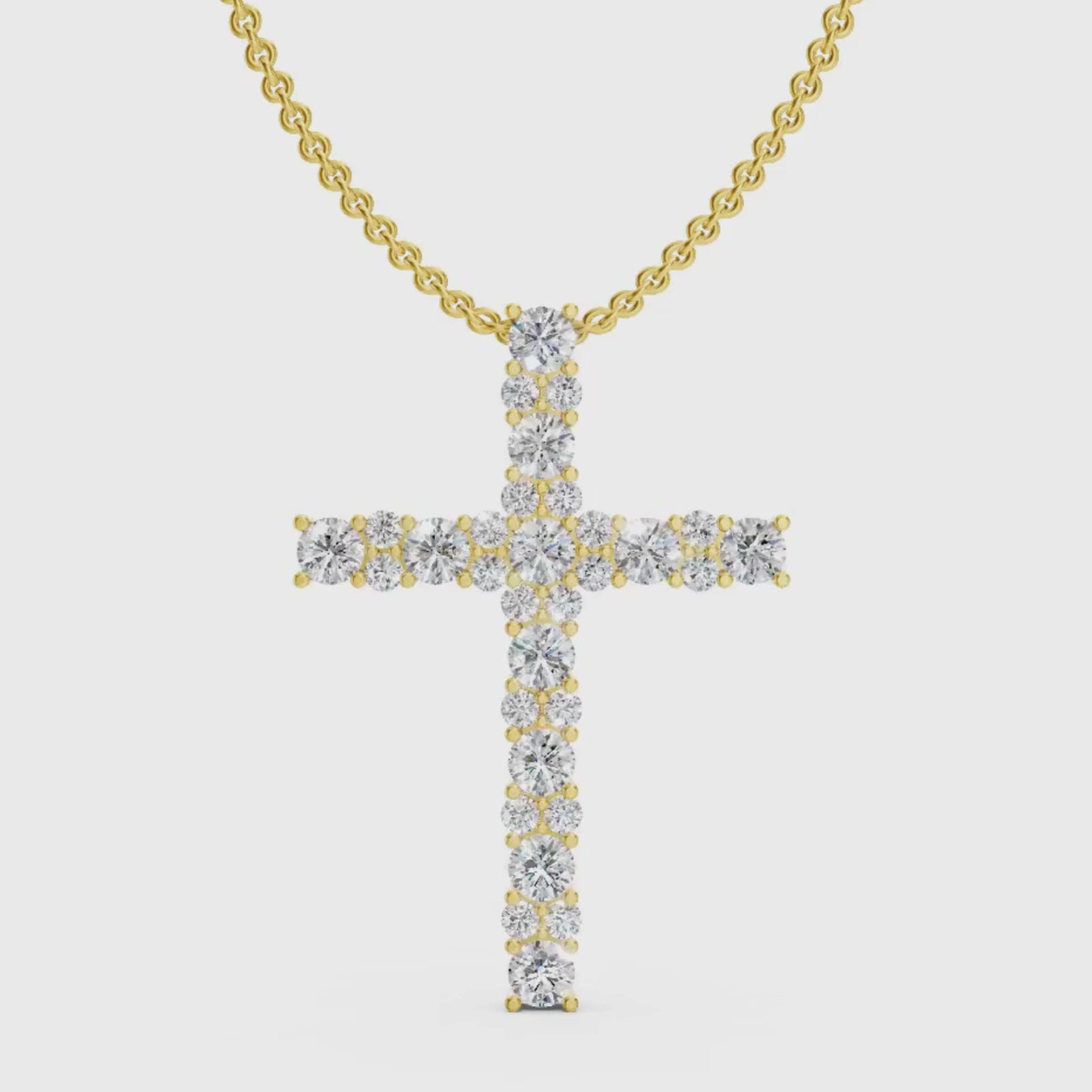 Diamonair Lab Grown Diamond (F/VS+) 2.00 carat Round cut Sterling Silver Cross Pendant - Sterling Silver | Gold over Silver
