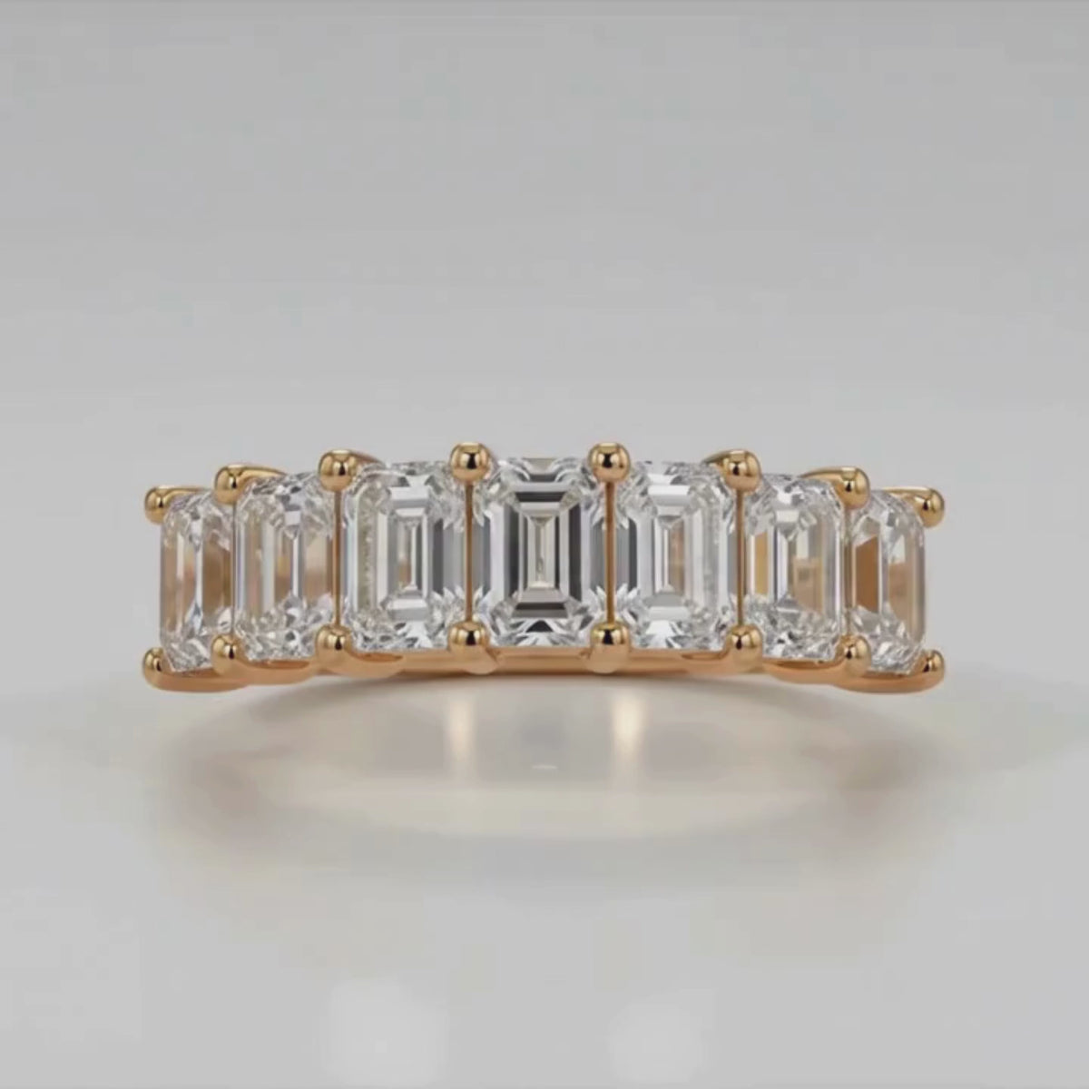 2.00 - 5.00 Carat T.W. Emerald-cut Lab Grown Diamond (F/VS+) 14K Gold 7 Stone Band Ring
