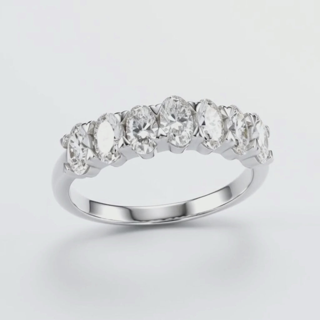 2.00 -3.00 Carat T.W. Oval-cut Lab Grown Diamond (F/VS+) 14K Gold 7 Stone Band Ring