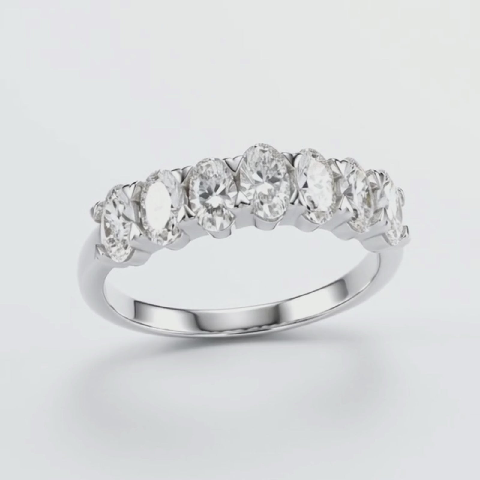 2.00 -3.00 Carat T.W. Oval-cut Lab Grown Diamond (F/VS+) 14K Gold 7 Stone Band Ring
