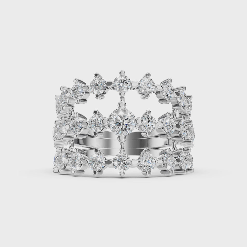 Diamonair Lab Grown Diamond (F/VS+) 2.00 carat Round cut Sterling Silver Statement Ring - Sterling Silver | Gold over Silver