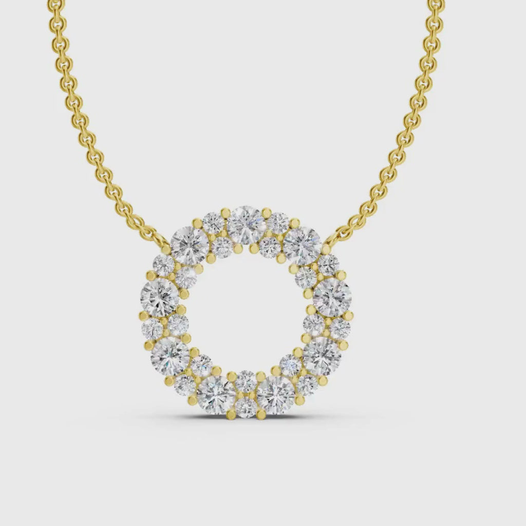 Diamonair Lab Grown Diamond (F/VS+) 2.00 carat Round cut Sterling Silver Circle Pendant - Sterling Silver | Gold over Silver