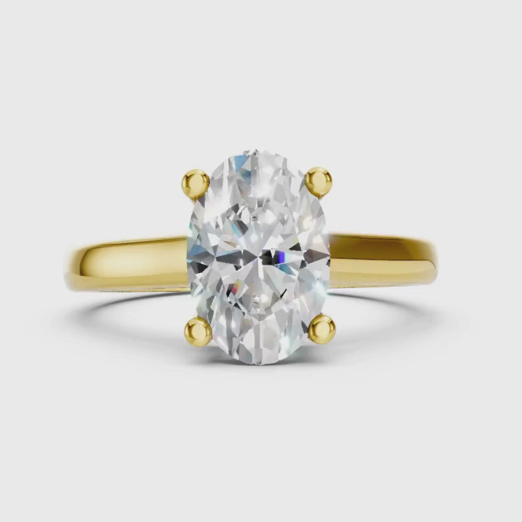 1.00-6.00 Carat T.W. Oval-cut IGI Certified IGI Certified Lab Grown Diamond (F/VS+) 14K Gold Solitaire Ring