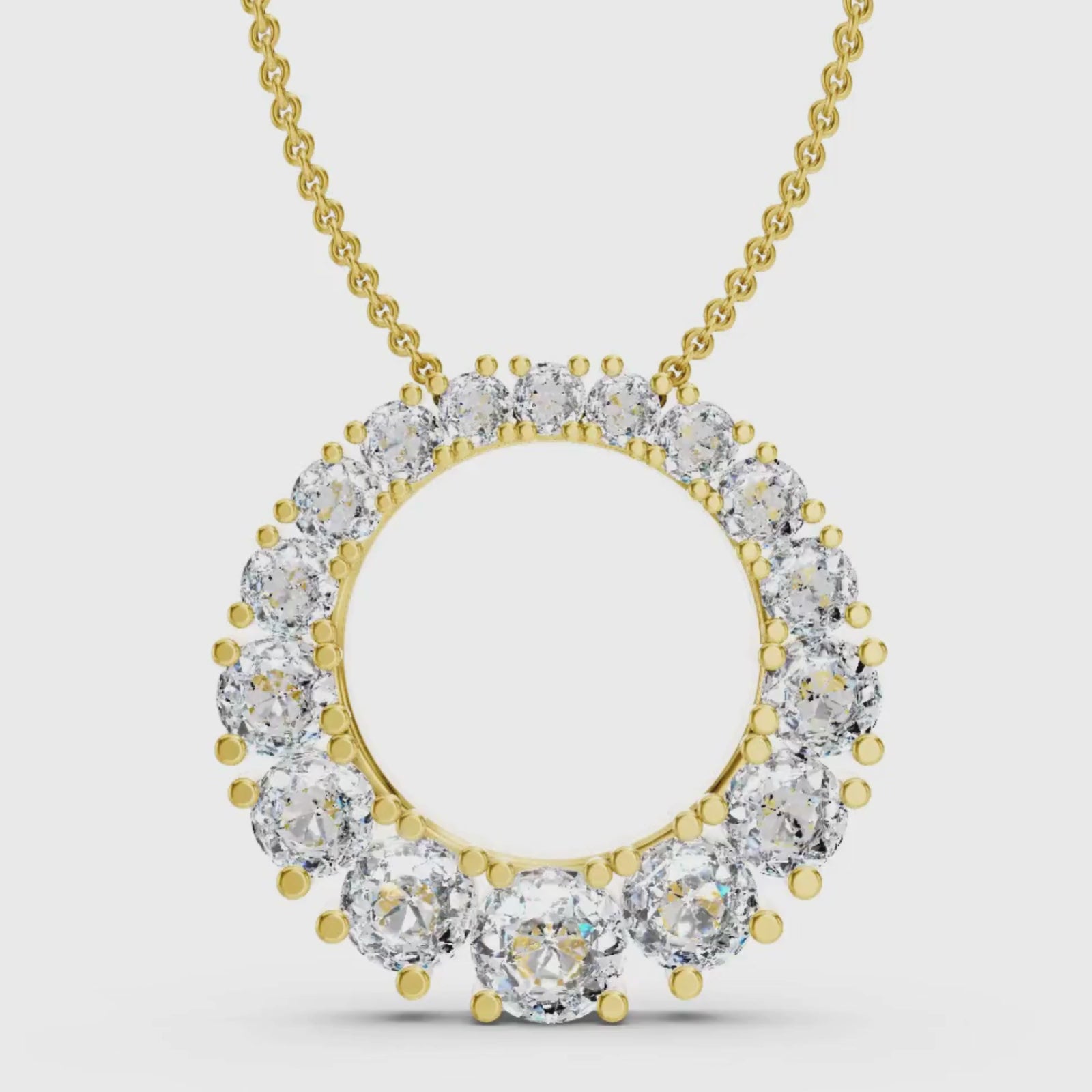Diamonair Lab Grown Diamond (F/VS+) 2.00 carat Round cut Sterling Silver Circle Pendant - Sterling Silver | Gold over Silver