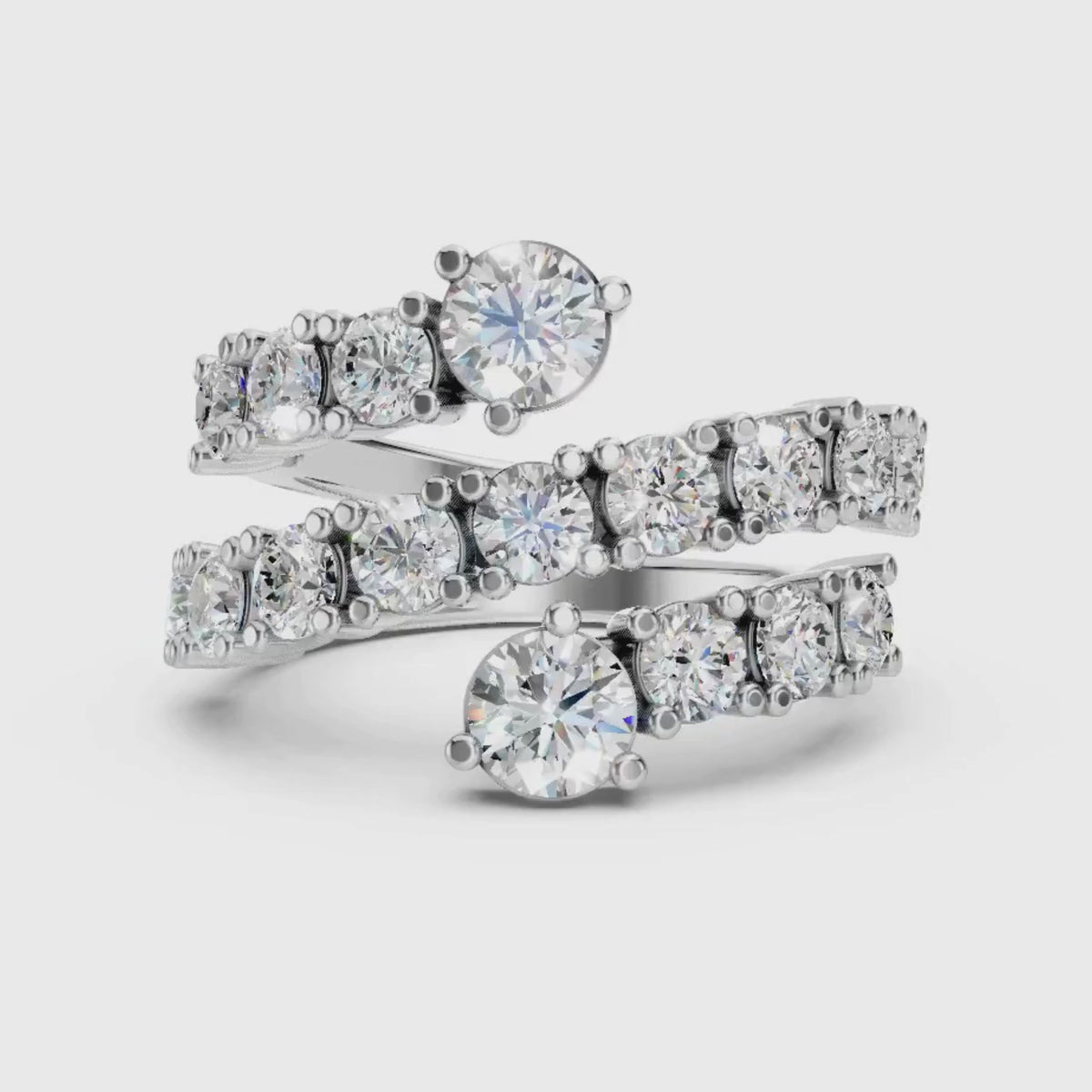 Diamonair Lab Grown Diamond (F/VS+) 3.00 carat Round cut Sterling Silver Ring - Sterling Silver | Gold over Silver