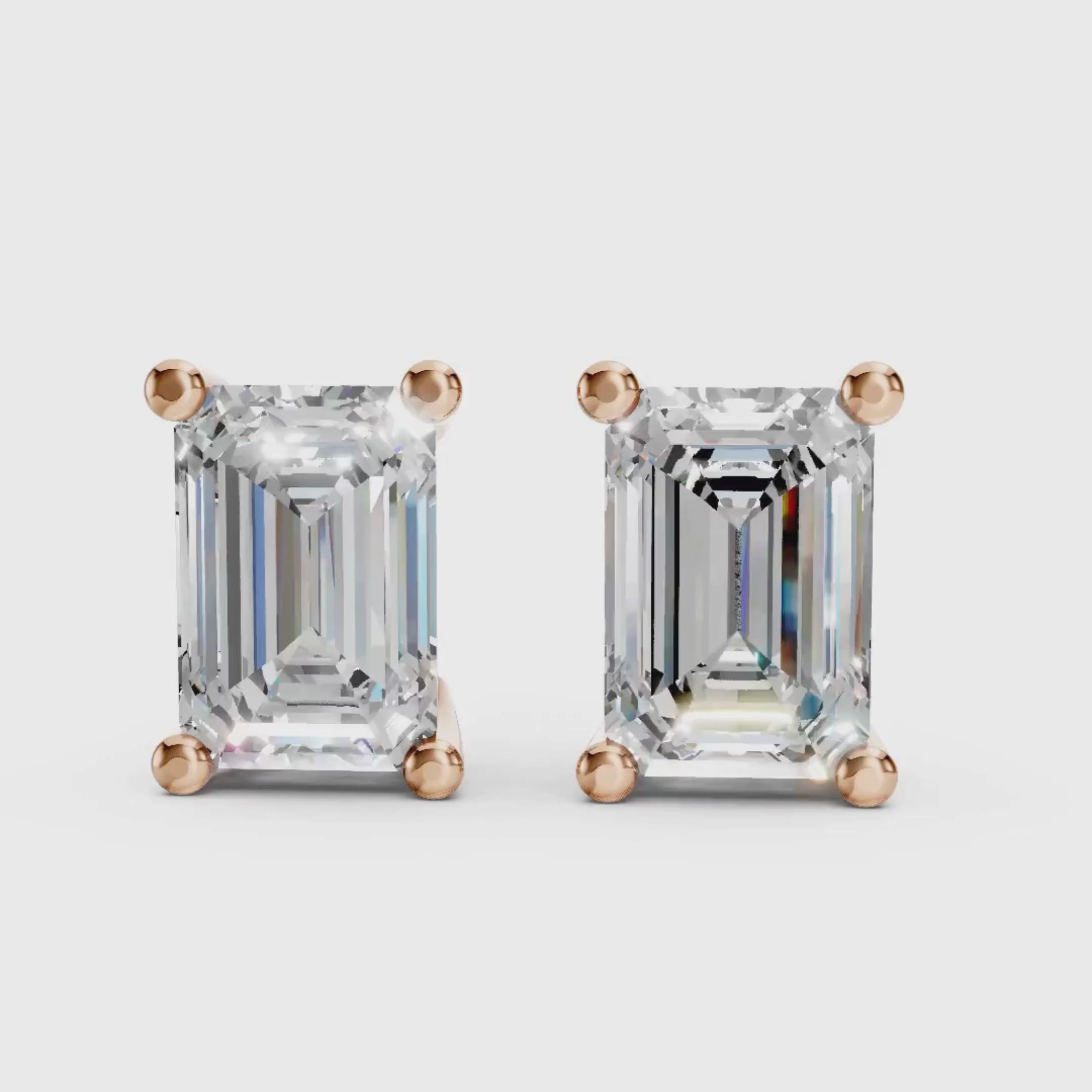 1.00 - 3.00 Carat T.W. Emerald-cut Lab Grown Diamond (F/VS+) Stud Earrings with Double Notch Post & Pushback