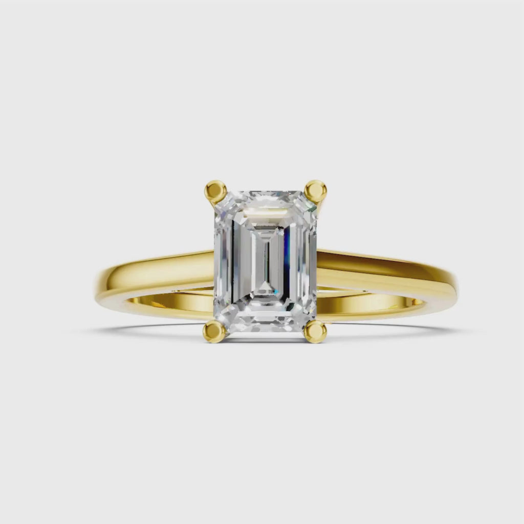 1.00-6.00 Carat T.W. Emerald-cut IGI Certified Lab Grown Diamond (F/VS+) 14K Gold Solitaire Ring