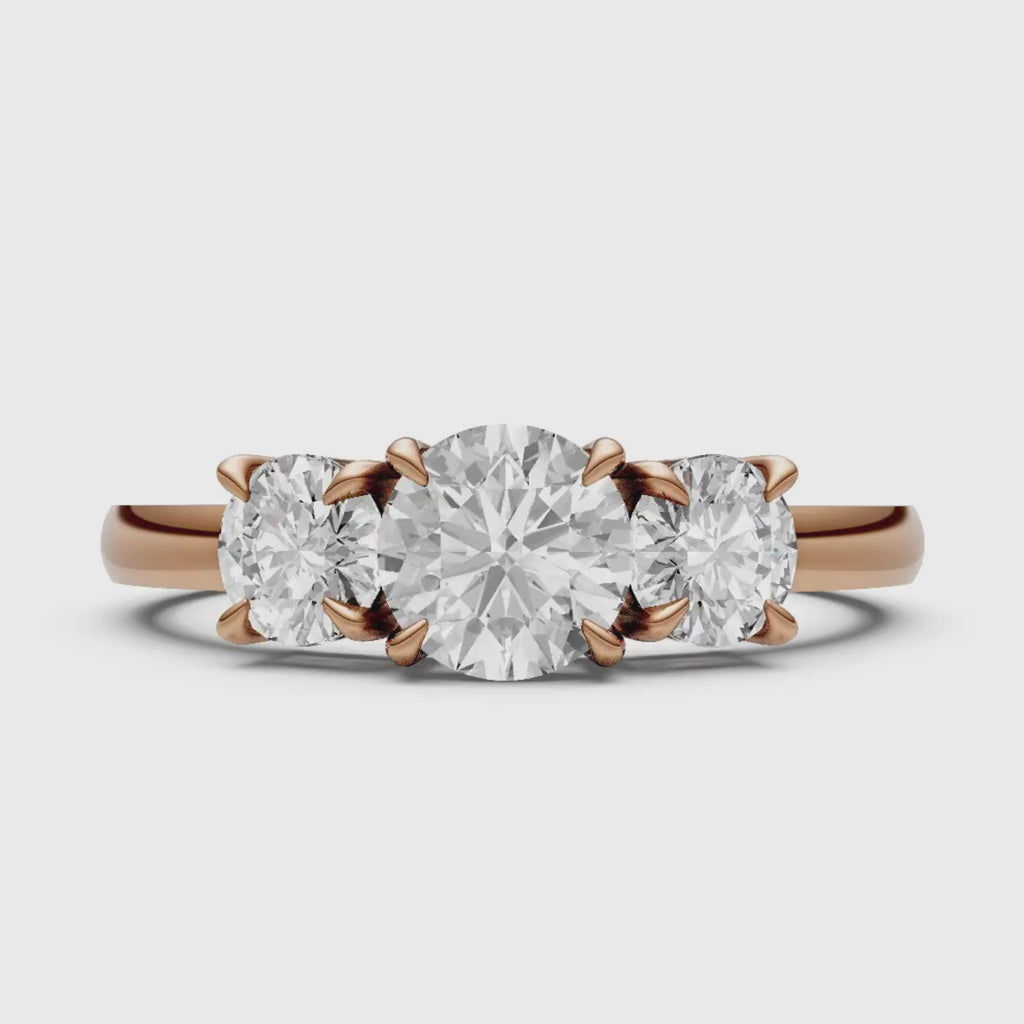 2.00-5.00 Carat T.W. Round-cut Lab Grown Diamond (F/VS+) 14K Gold 3 Stone Ring