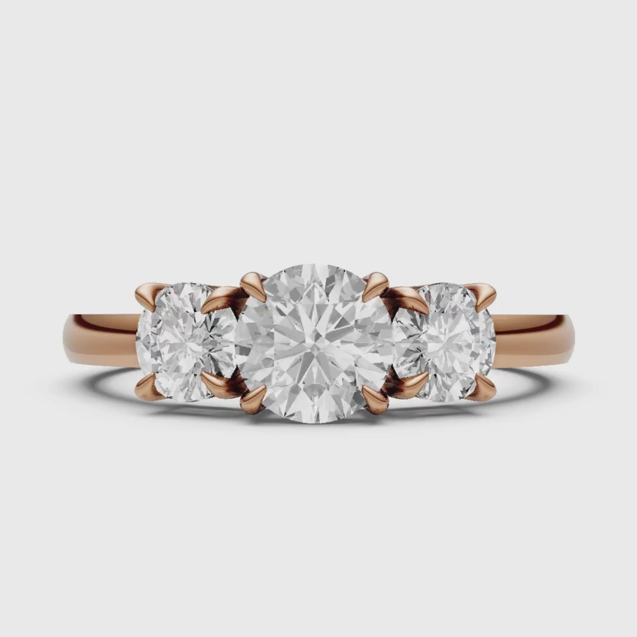2.00-5.00 Carat T.W. Round-cut Lab Grown Diamond (F/VS+) 14K Gold 3 Stone Ring
