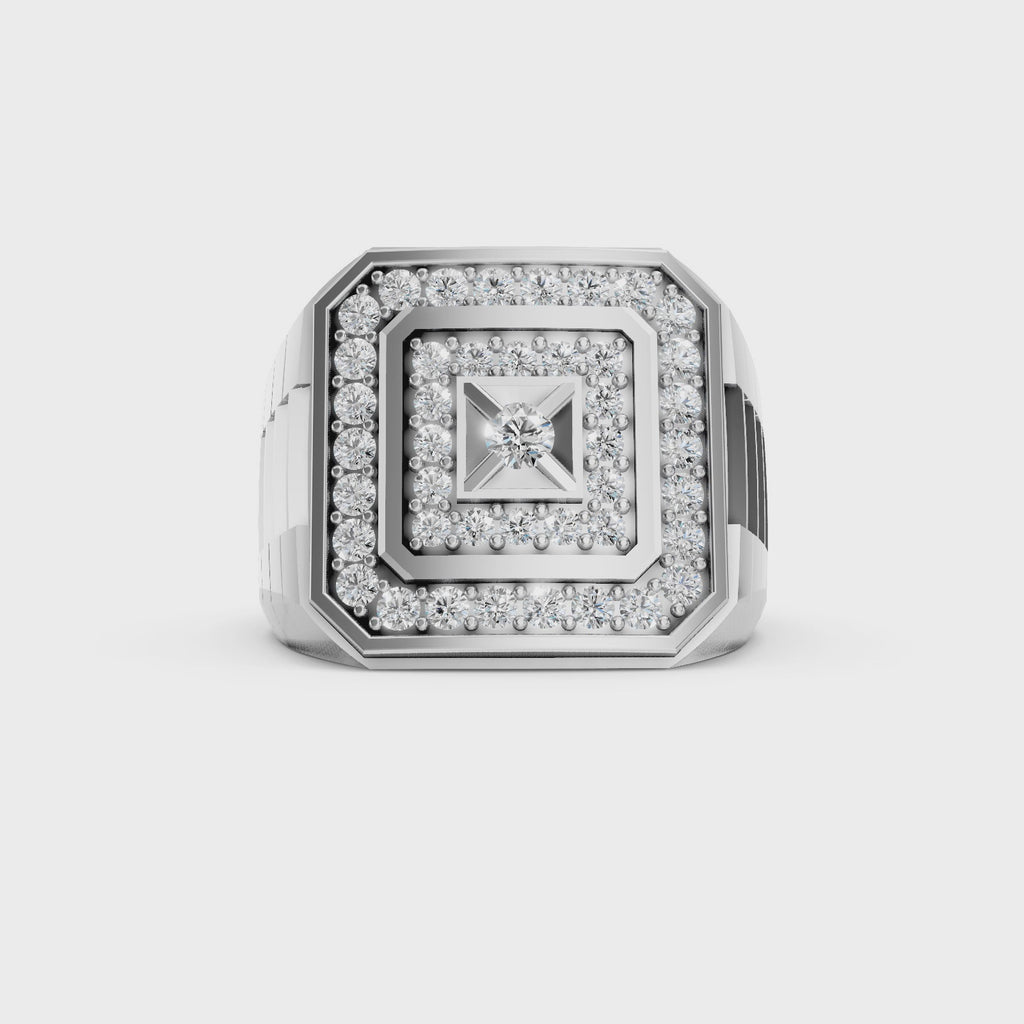 Diamonair Lab Grown Diamond (F/VS+) 1.00 carat Round cut Sterling Silver Men's Ring - Sterling Silver | Gold over Silver
