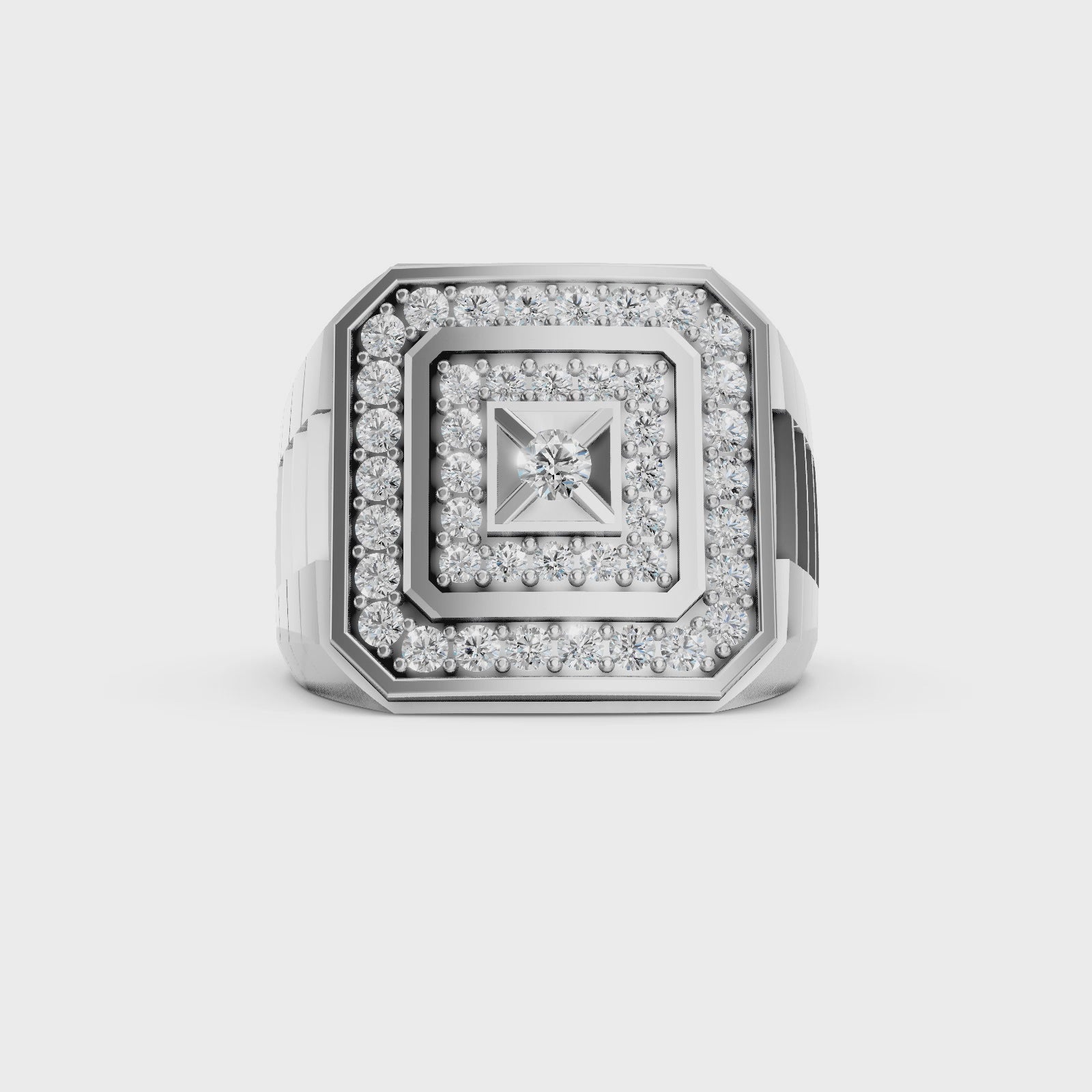 Diamonair Lab Grown Diamond (F/VS+) 1.00 carat Round cut Sterling Silver Men's Ring - Sterling Silver | Gold over Silver