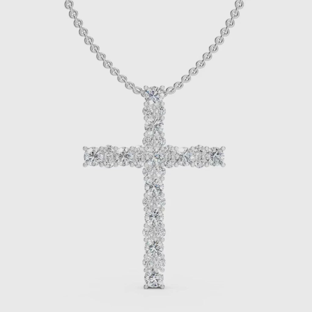 Diamonair Lab Grown Diamond (F/VS+) 2.00 carat Round cut Sterling Silver Cross Pendant - Sterling Silver | Gold over Silver