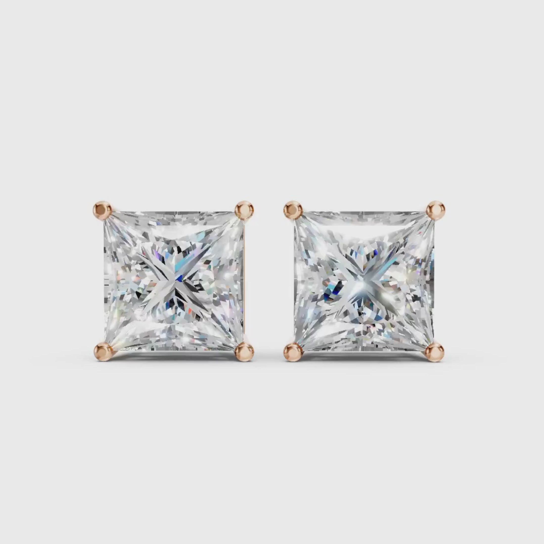 1.00 - 2.00 Carat T.W. Princess-cut Lab Grown Diamond (F/VS+) Stud Earrings with Double Notch Post & Pushback