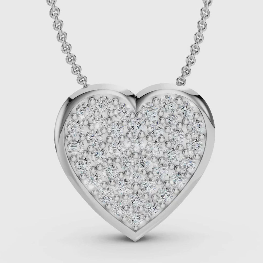 Diamonair Lab Grown Diamond (F/VS+) 1.00 carat Round cut Sterling Silver Heart Pendant - Sterling Silver