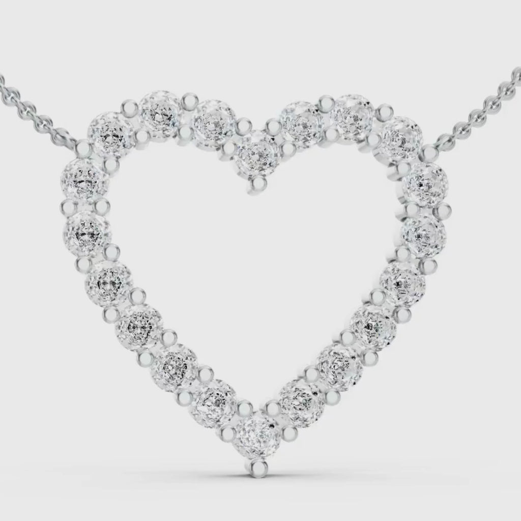 Diamonair Lab Grown Diamond (F/VS+) 1.00 carat Round cut Sterling Silver Heart Pendant - Sterling Silver | Gold over Silver