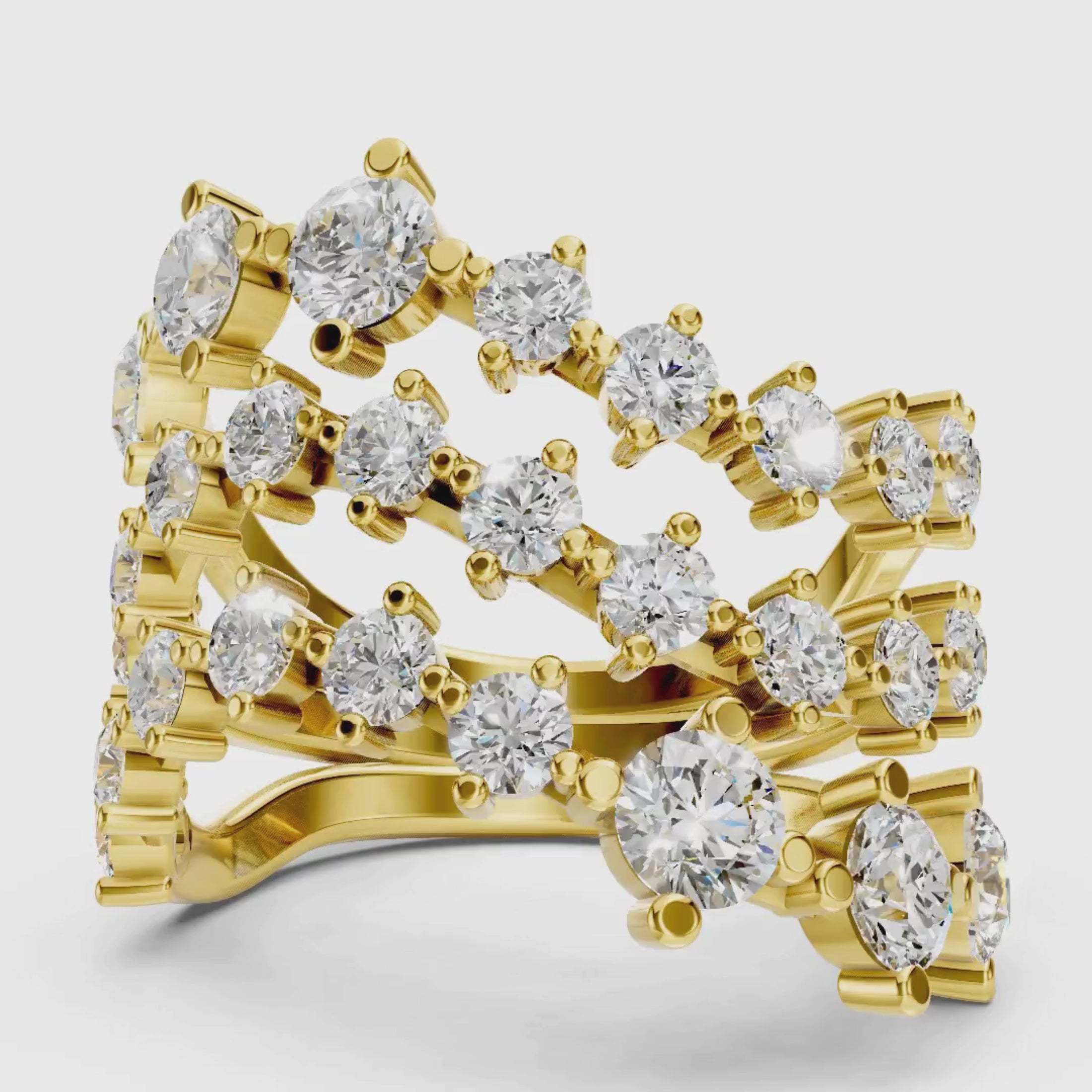 Diamonair Lab Grown Diamond (F/VS+) 3.00 carat Round cut Sterling Silver Statement Ring - Sterling Silver | Gold over Silver