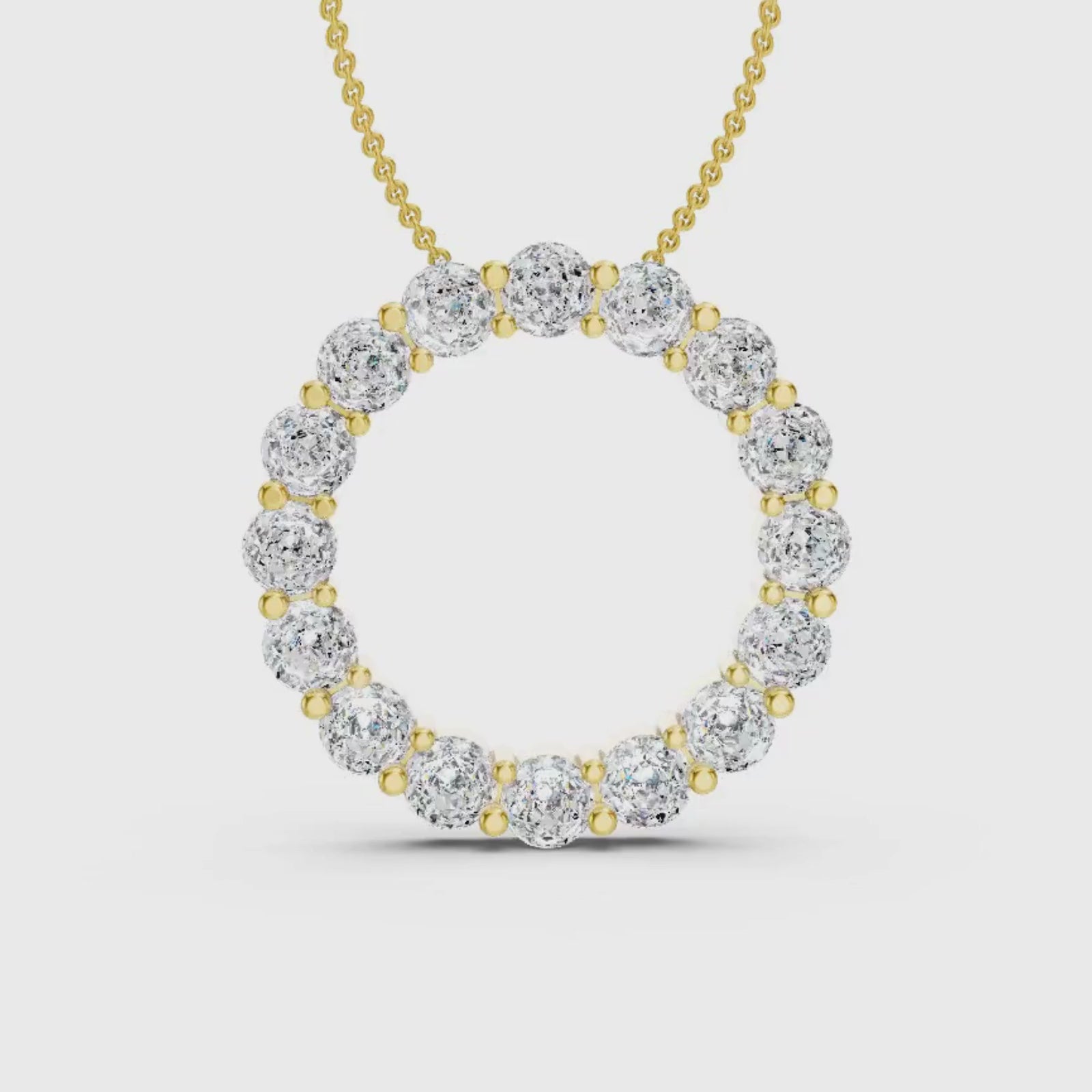 Diamonair Lab Grown Diamond (F/VS+) 3.00 carat Round cut Sterling Silver Circle Pendant - Sterling Silver | Gold over Silver