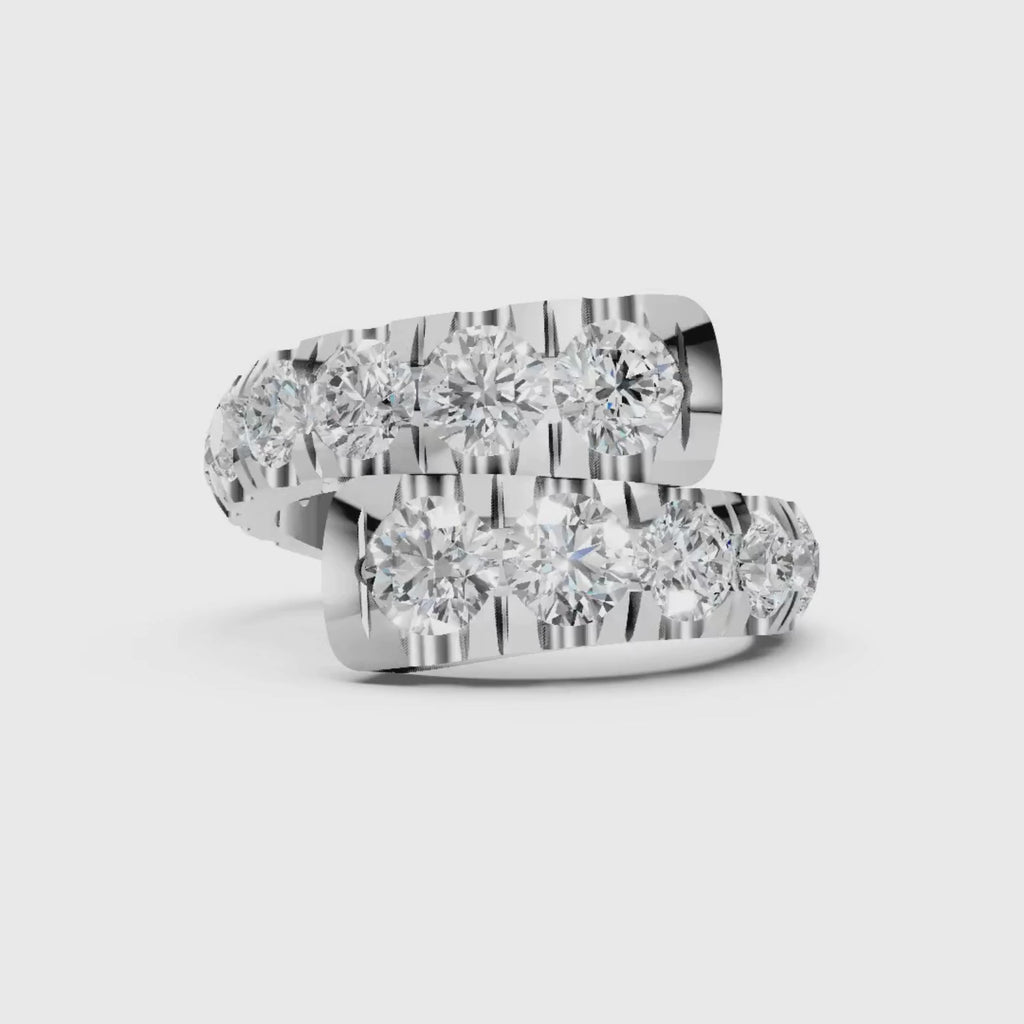 Diamonair Lab Grown Diamond (F/VS+) 3.00 carat Round cut Sterling Silver Ring - Sterling Silver | Gold over Silver
