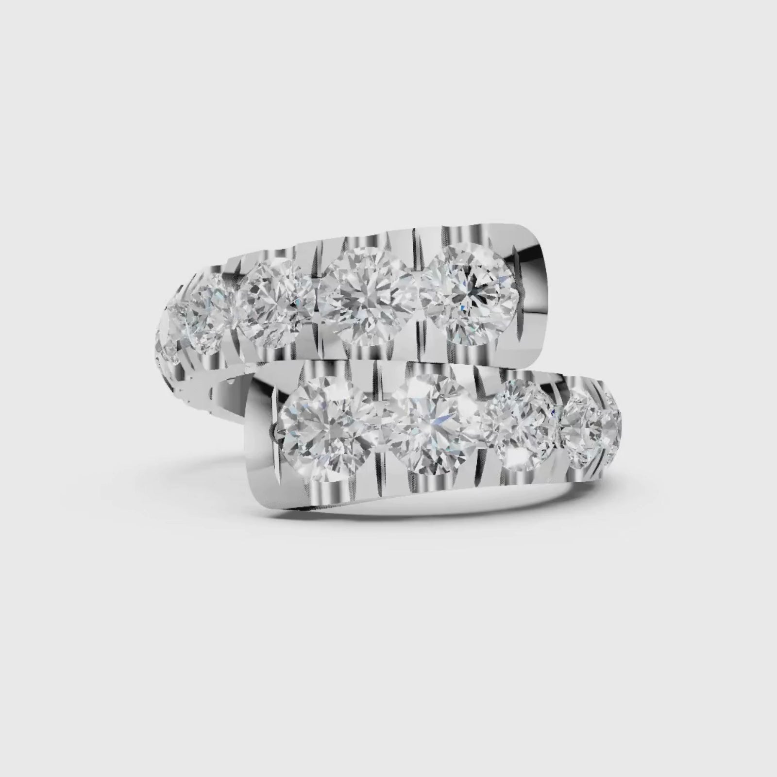 Diamonair Lab Grown Diamond (F/VS+) 3.00 carat Round cut Sterling Silver Ring - Sterling Silver | Gold over Silver