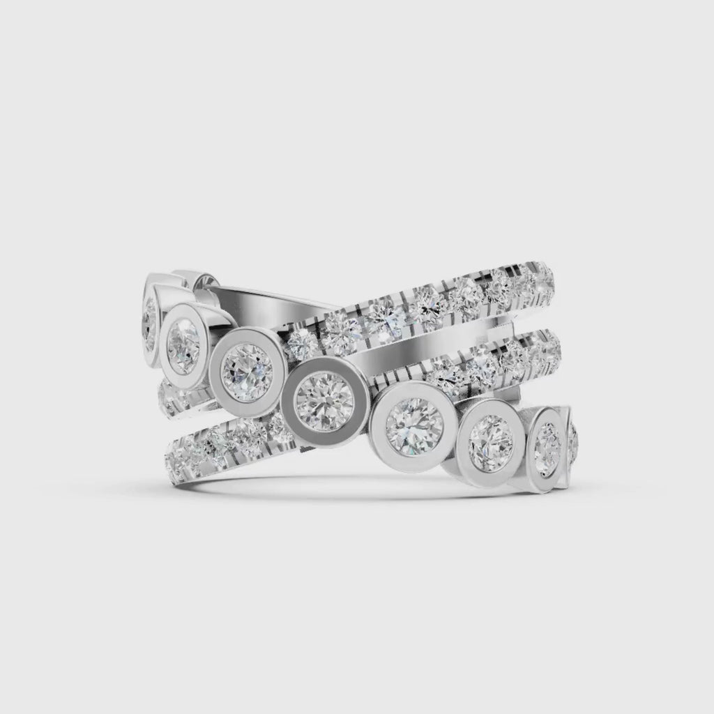 Diamonair Lab Grown Diamond (F/VS+) 2.00 carat Round cut Sterling Silver Statement Ring - Sterling Silver | Gold over Silver