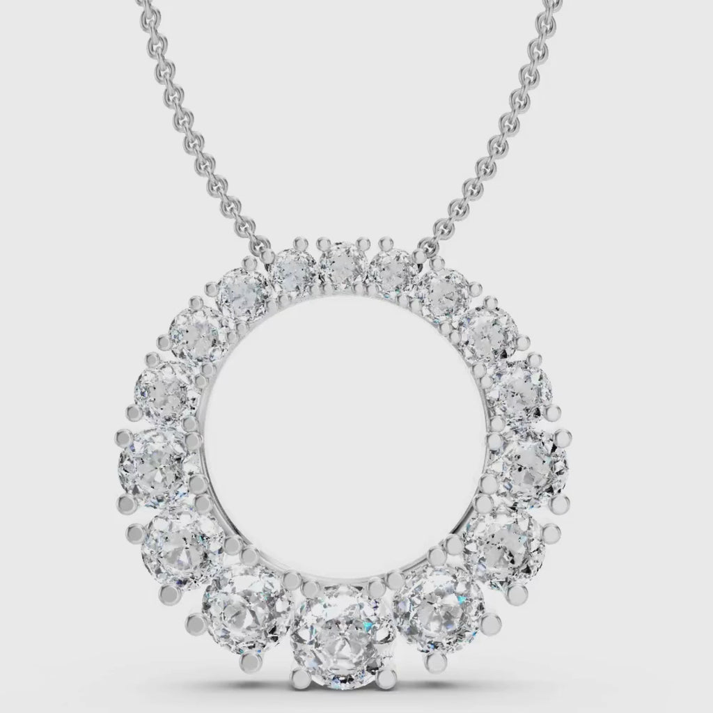 Diamonair Lab Grown Diamond (F/VS+) 2.00 carat Round cut Sterling Silver Circle Pendant - Sterling Silver | Gold over Silver