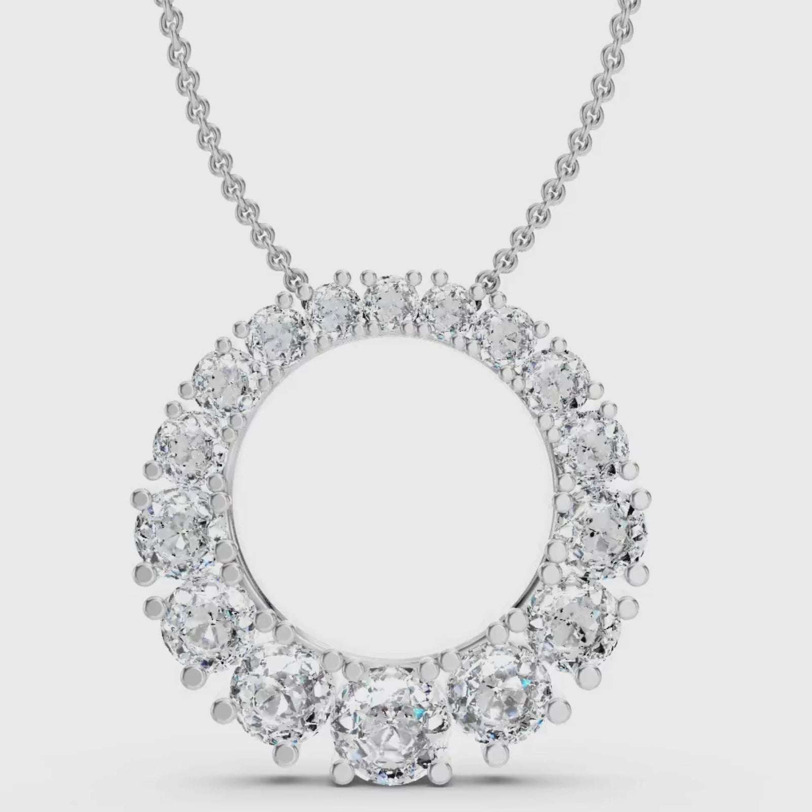 Diamonair Lab Grown Diamond (F/VS+) 2.00 carat Round cut Sterling Silver Circle Pendant - Sterling Silver | Gold over Silver