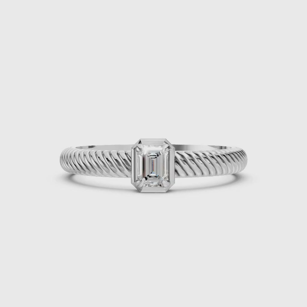 0.20 Carat T.W. Emerald-cut Lab Grown Diamond (F/VS+) 14K Gold Ring