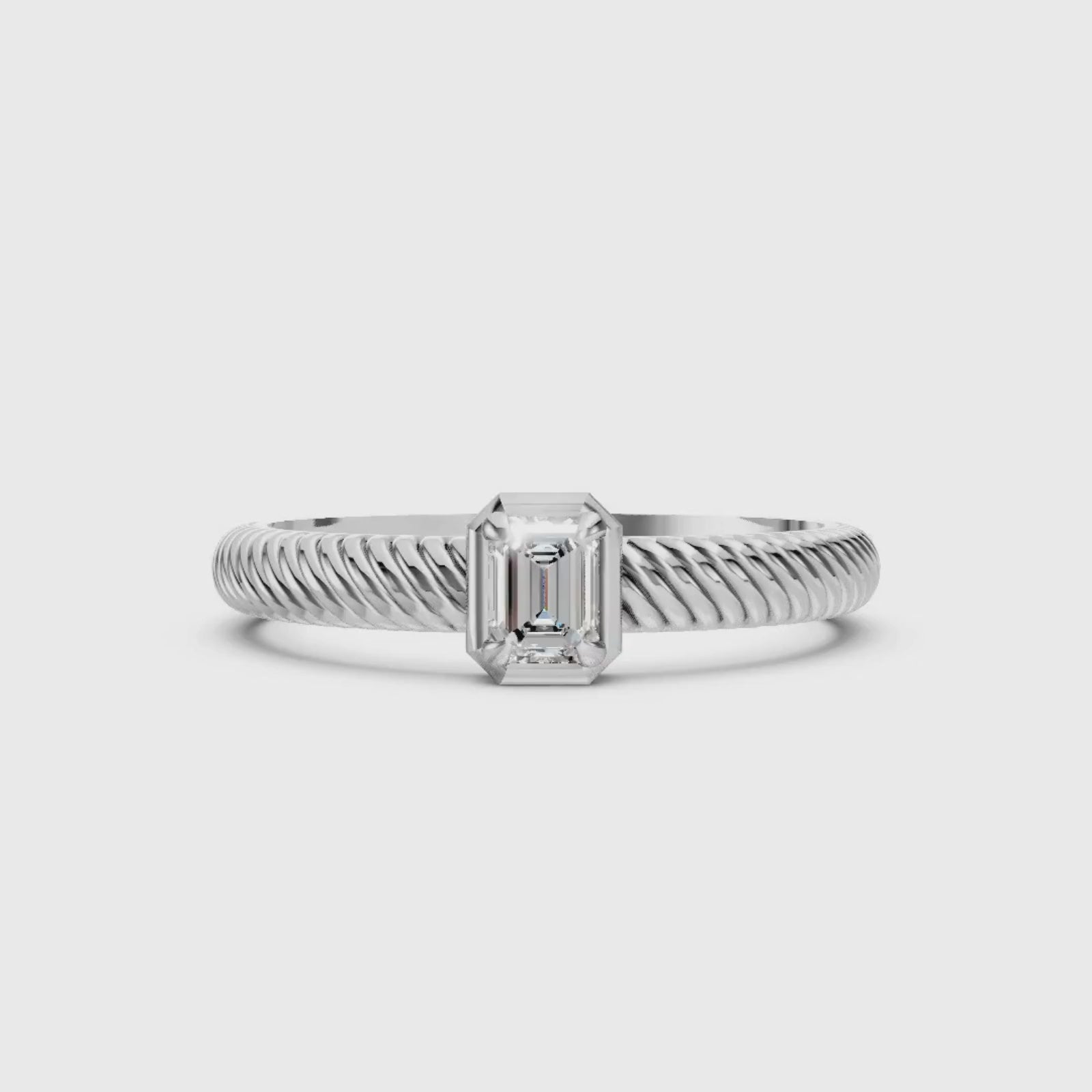 0.20 Carat T.W. Emerald-cut Lab Grown Diamond (F/VS+) 14K Gold Ring