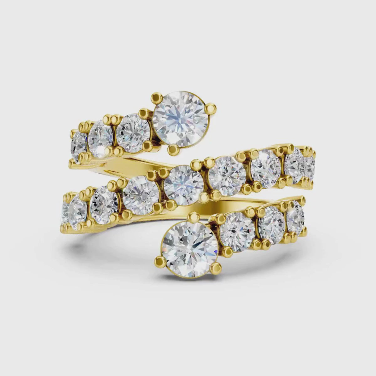 Diamonair Lab Grown Diamond (F/VS+) 3.00 carat Round cut Sterling Silver Ring - Sterling Silver | Gold over Silver