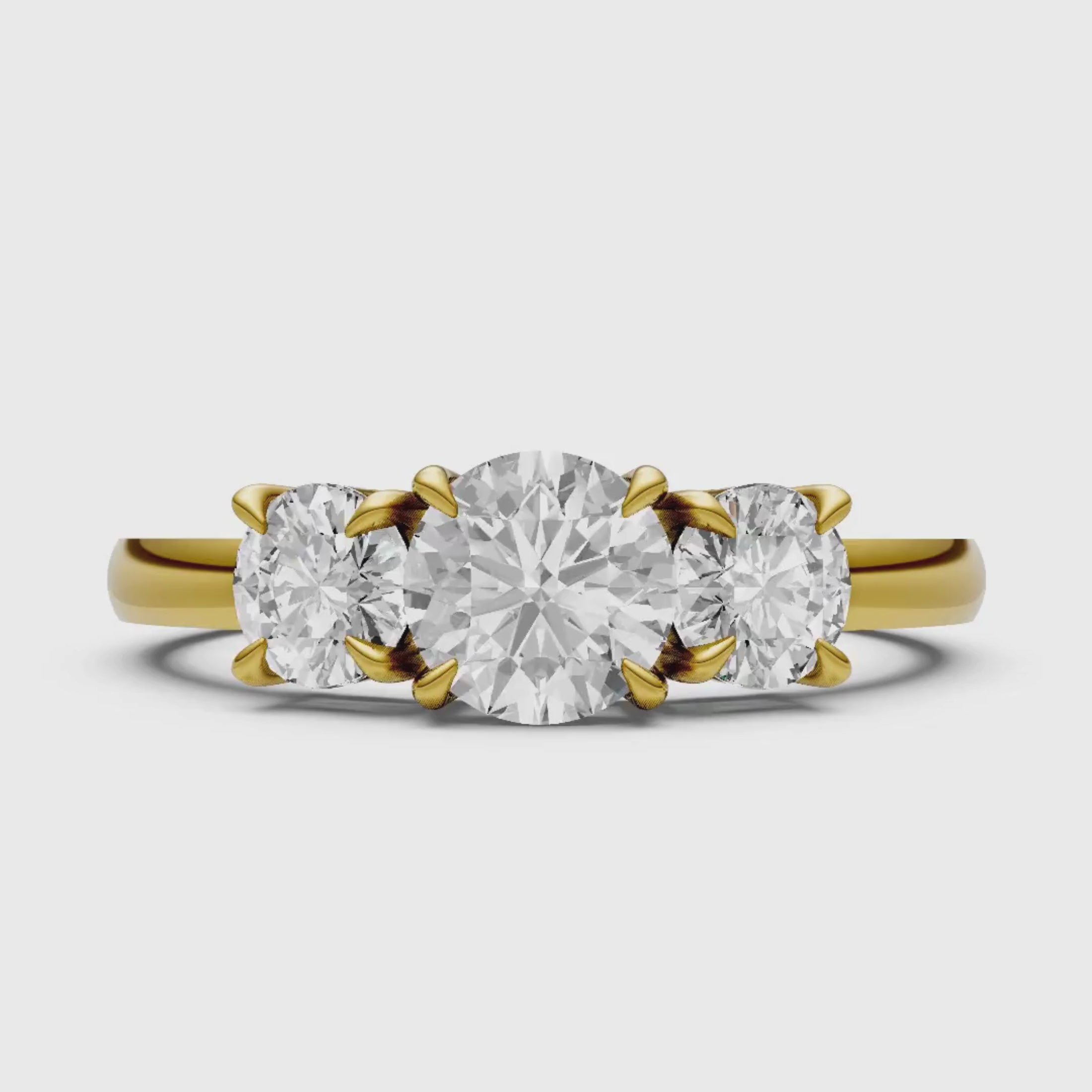 2.00-5.00 Carat T.W. Round-cut Lab Grown Diamond (F/VS+) 14K Gold 3 Stone Ring